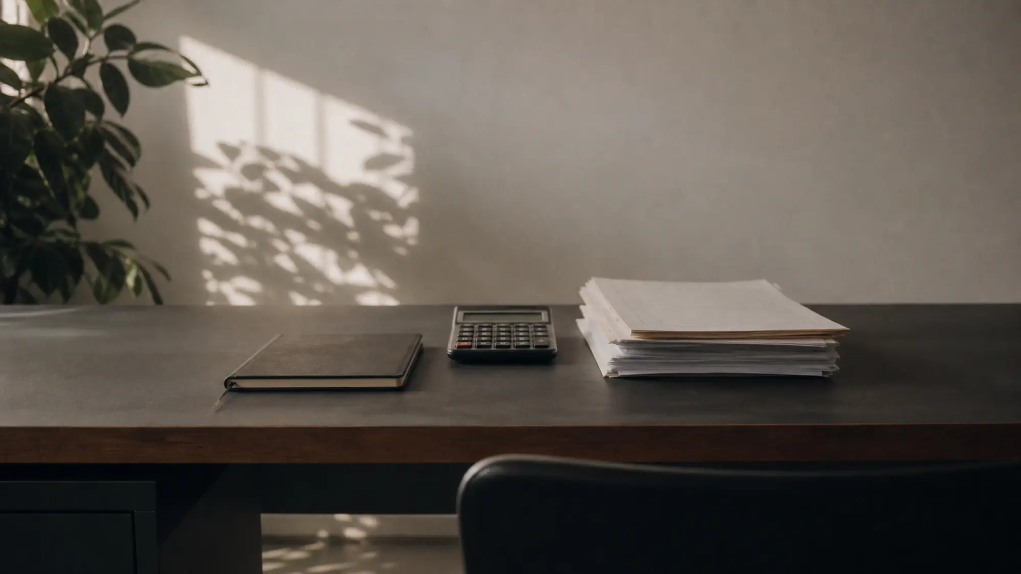 Minimal desk with notebook and calculator, actuary professional indemnity insurance quote