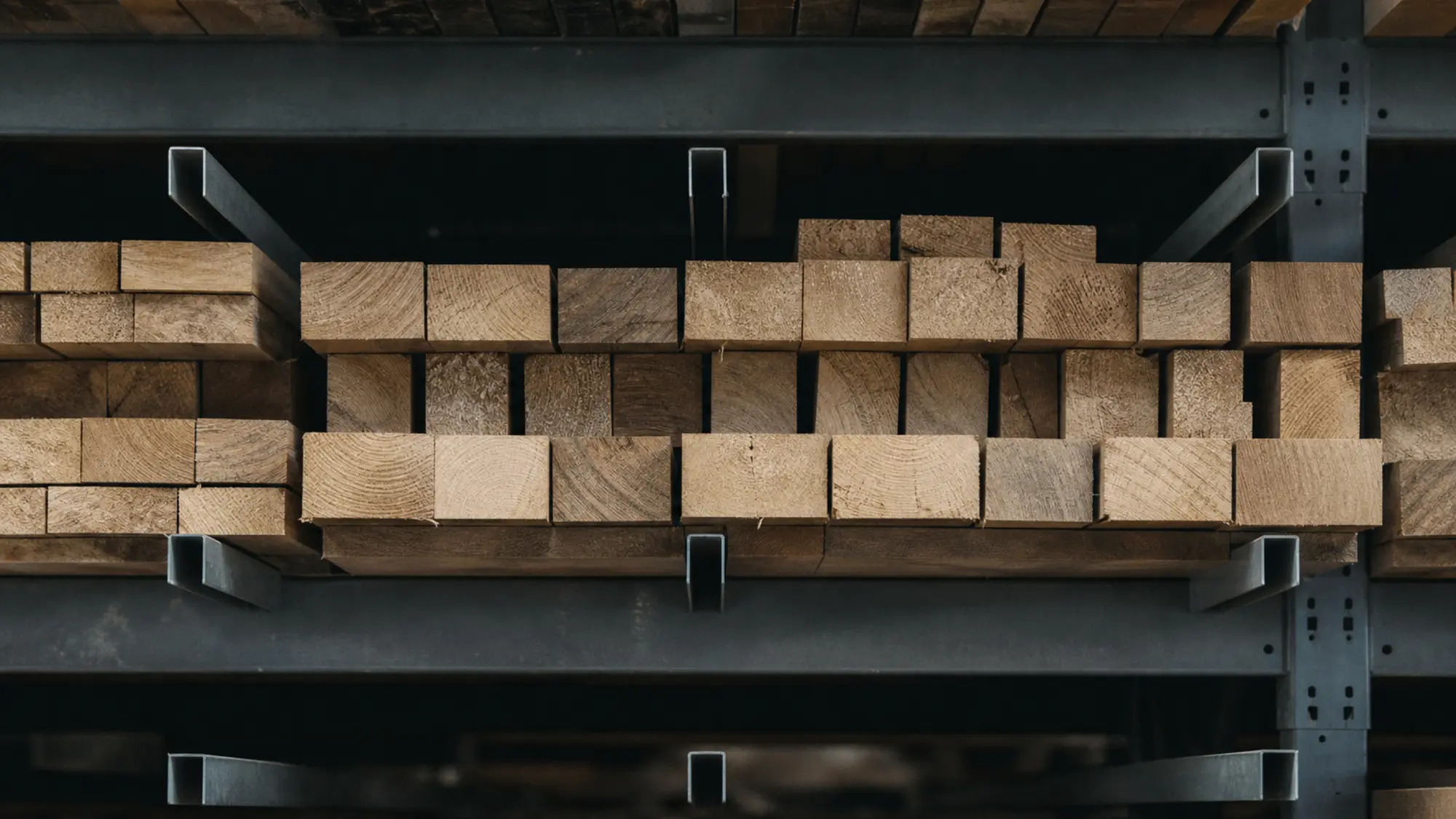 Timber lengths stacked in a joinery workshop for apprentice host insurance