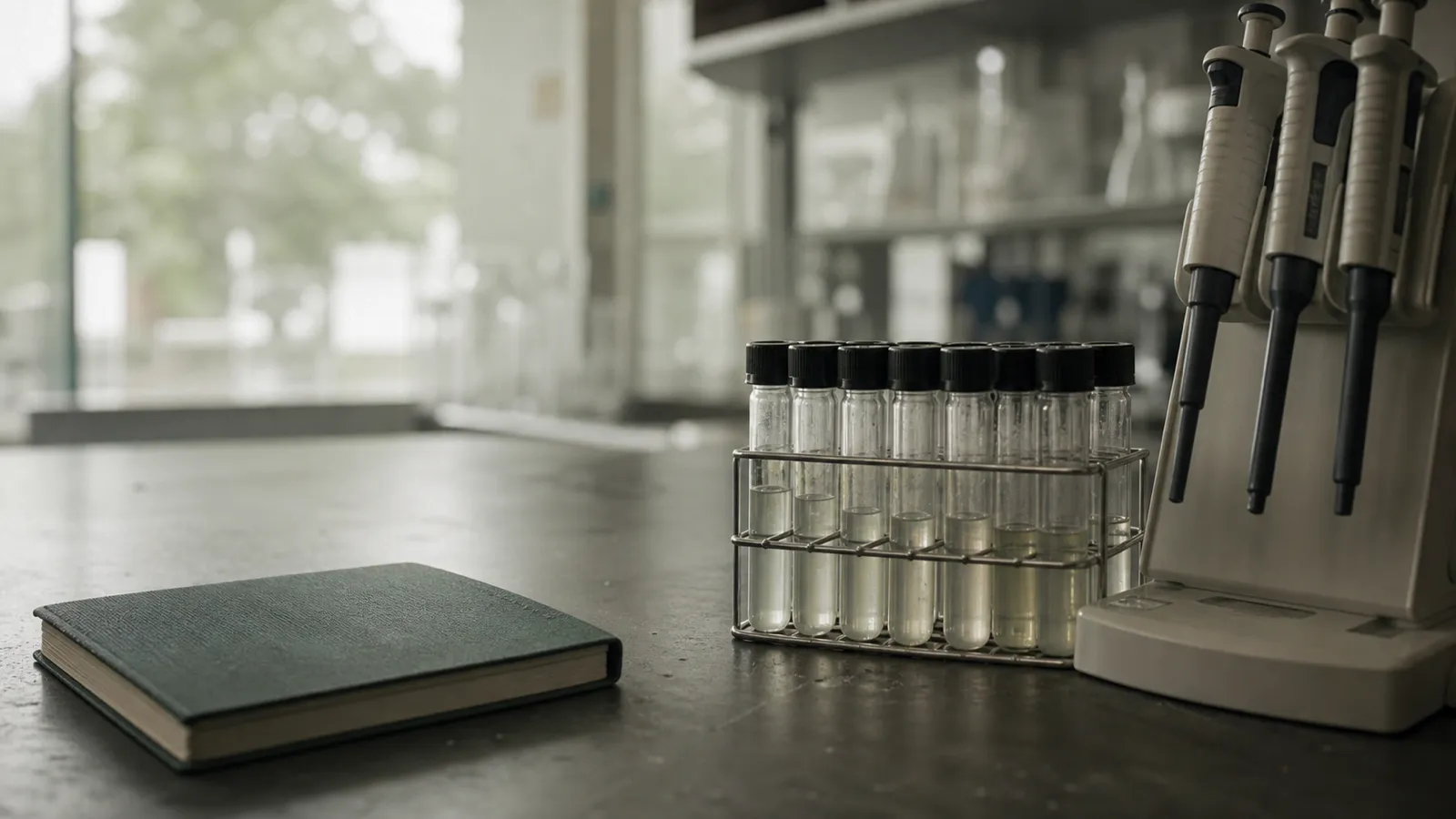 Sample tubes and pipettes on a laboratory bench, biochemist PI insurance