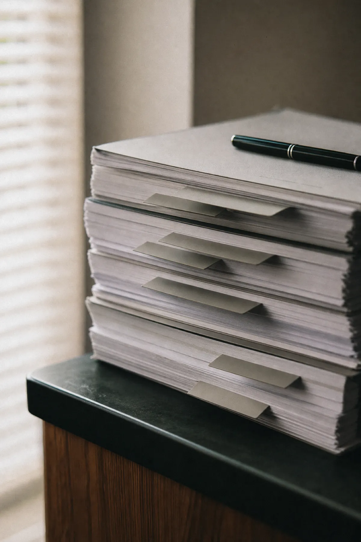 Stack of tabbed procedure manuals, coverage under compliance officer PI insurance