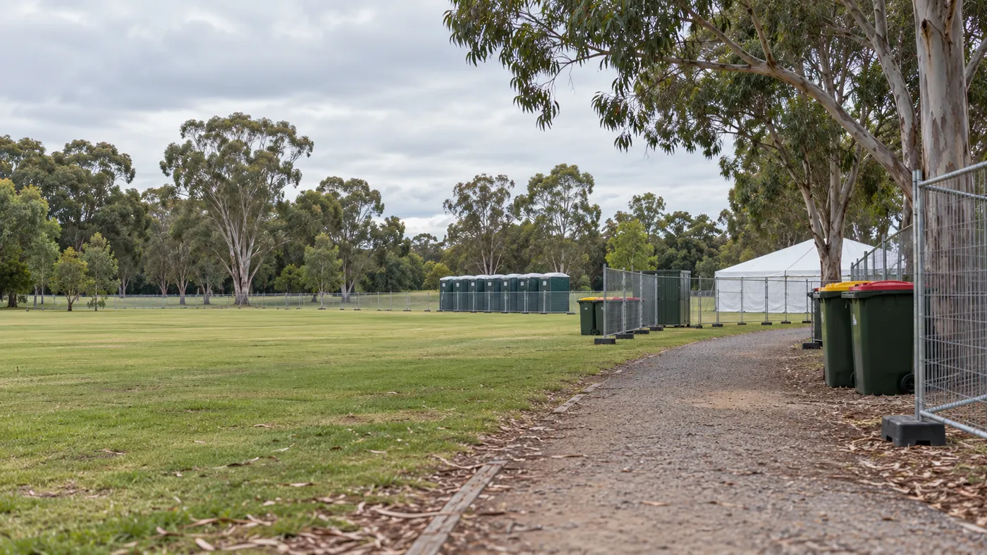 Park pathway where a guided walking tour gathers, public liability for tour operators
