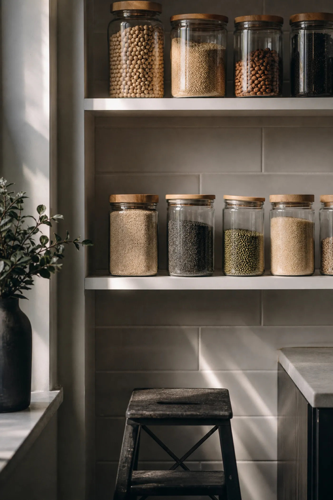 Labelled jars on a clinic kitchen shelf, coverage under dietitian PI insurance