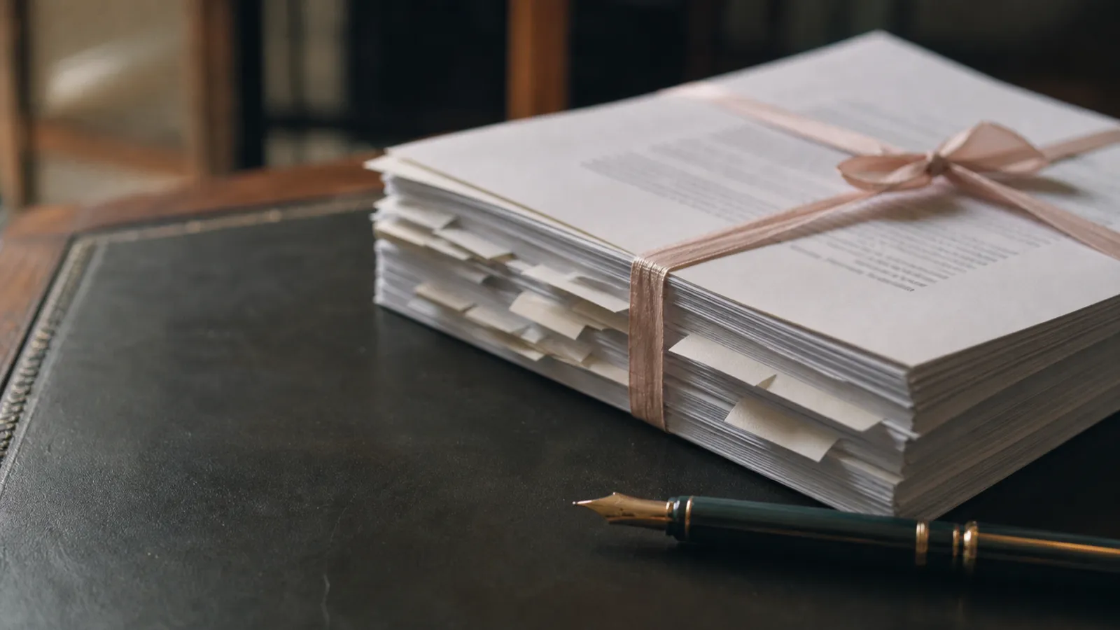Tabbed expert report tied with brief ribbon, expert witness professional indemnity insurance