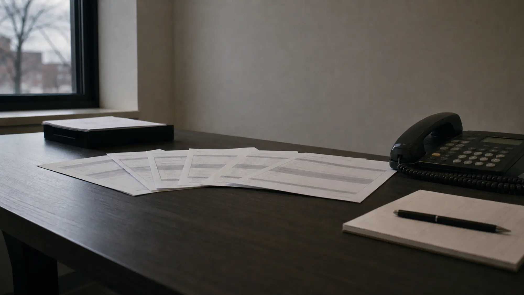 Quote comparison paperwork and phone on a broker's desk, ready to help a business get insured