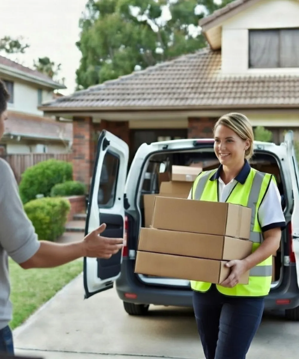 Independent courier driver in van with goods in transit – delivery driver insurance