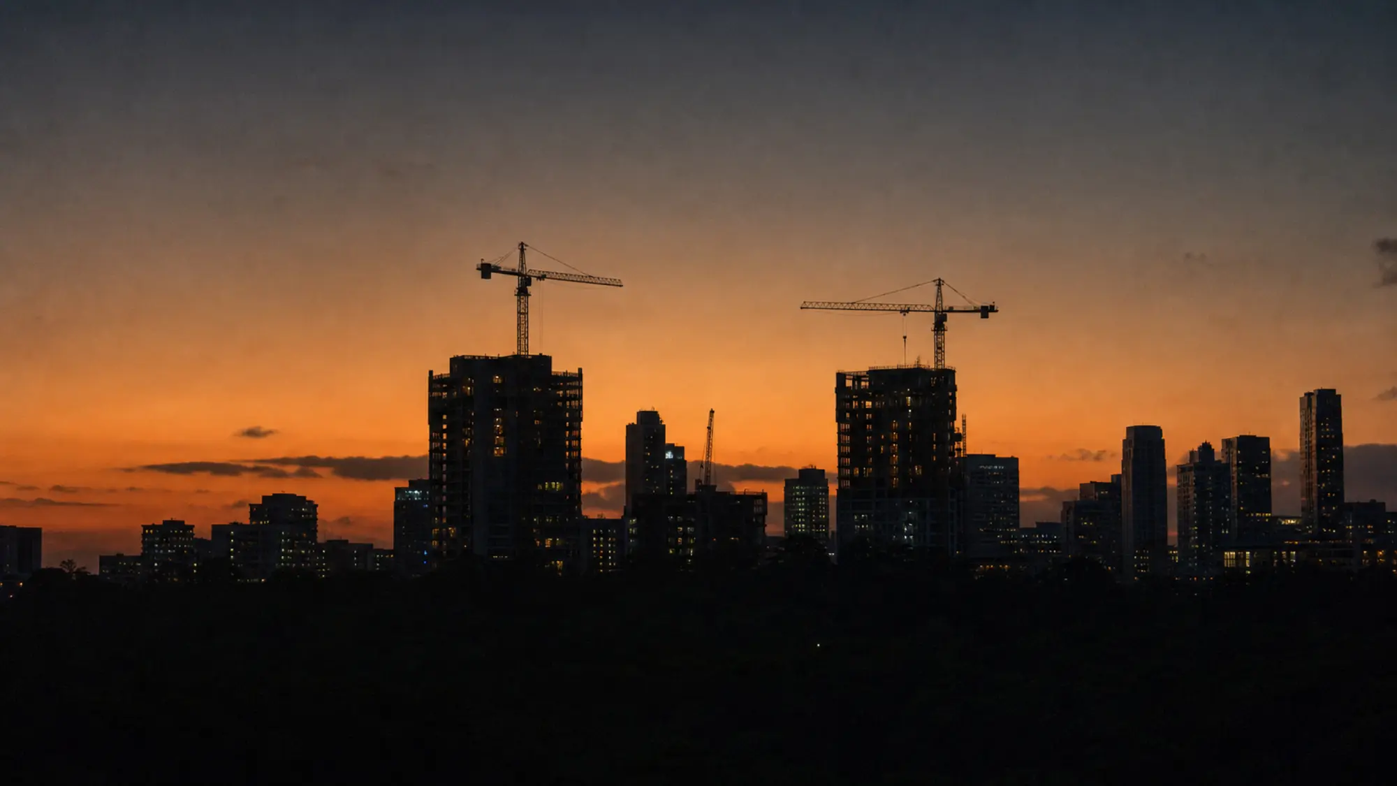 Construction skyline at dusk for labour hire agency insurance