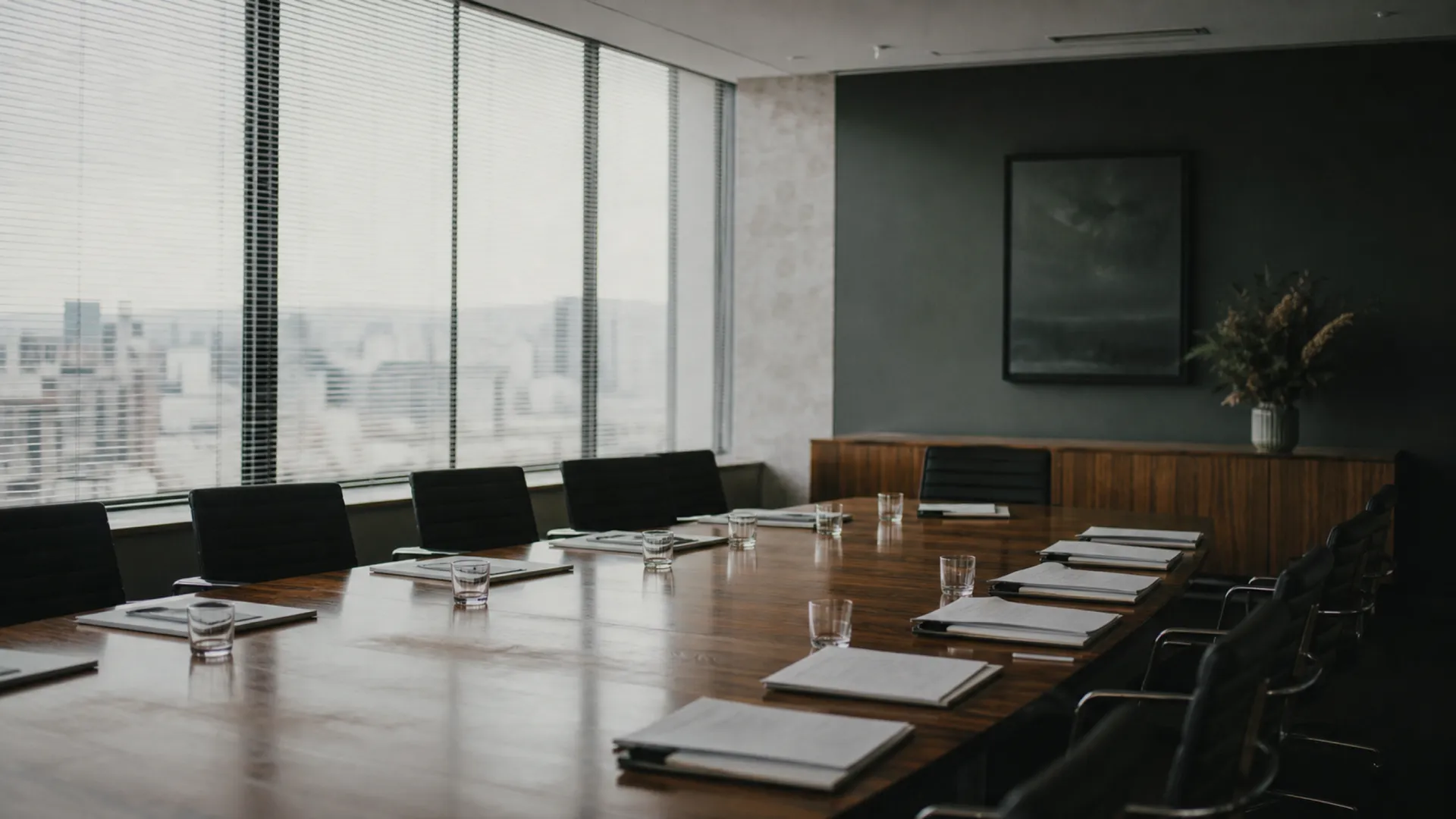 Boardroom table set with board papers - management liability insurance cost guide