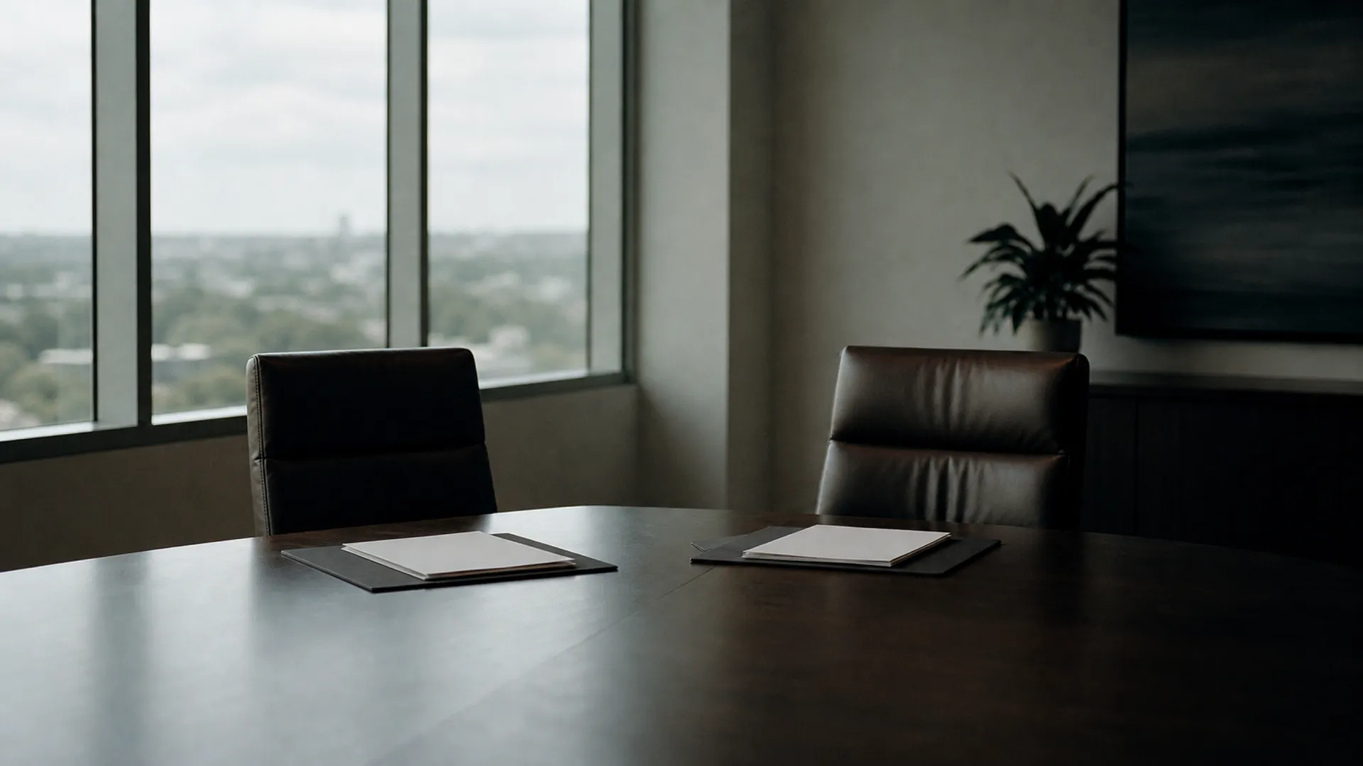 Two chairs and matching document sets in a boardroom - management liability vs D&O insurance