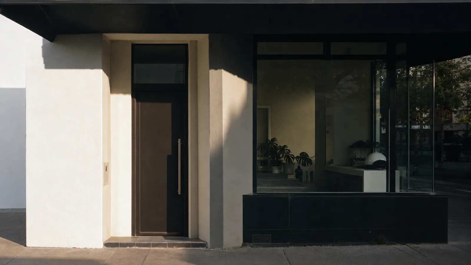 Separate retail and residential entries in a mixed-use strata building