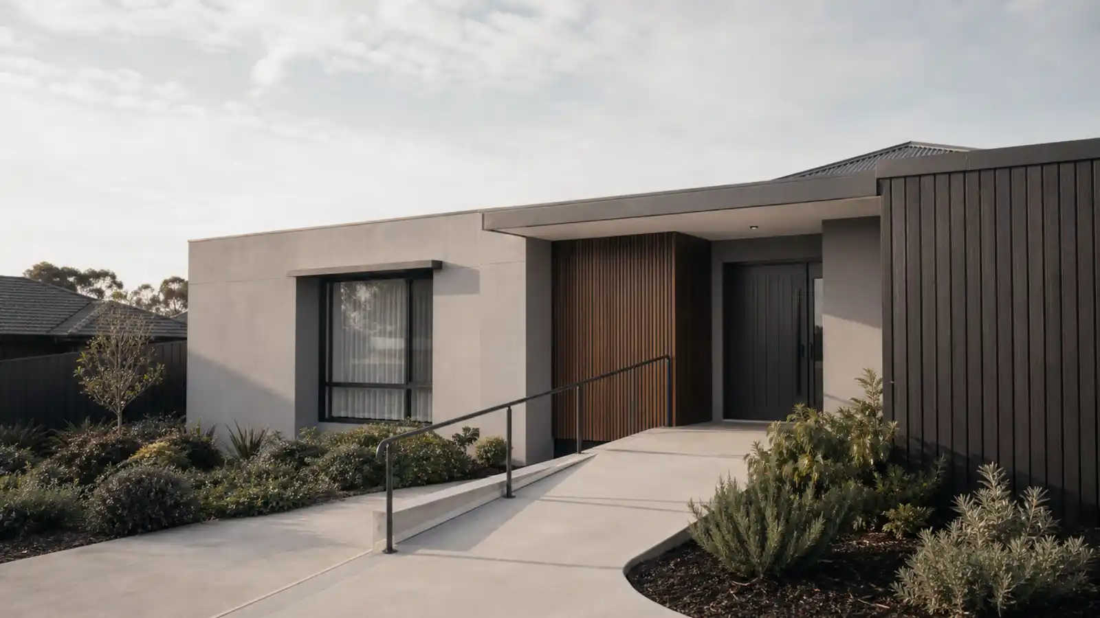 Modern accessible SDA home with level entry for NDIS property insurance