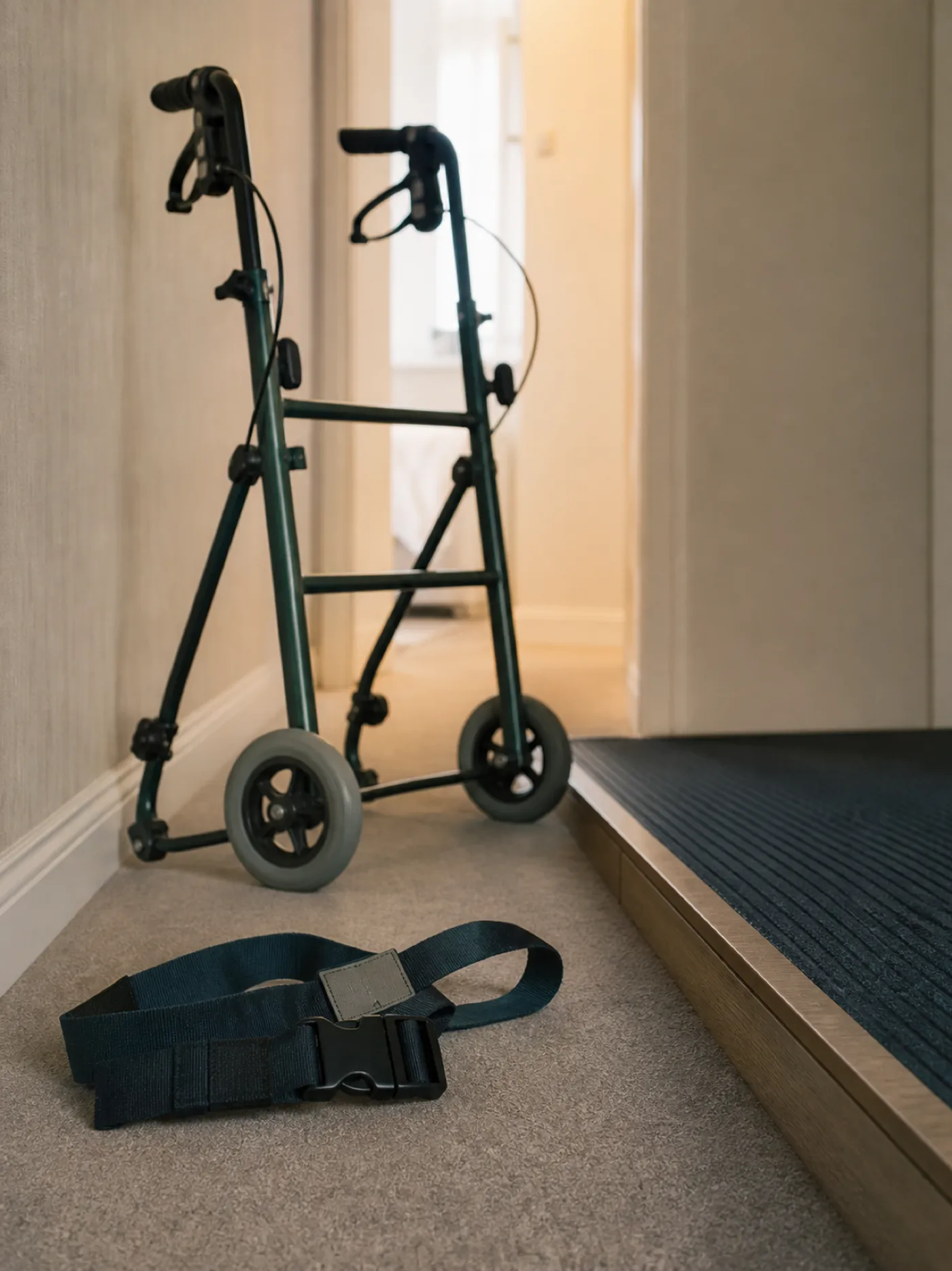 Mobility walker and ramp in a client's hallway, claim scenarios occupational therapist PI responds to