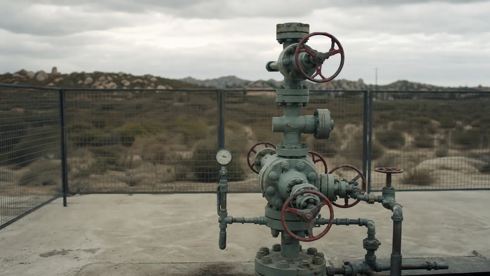 Wellhead valve assembly on a well pad - petroleum engineering risk