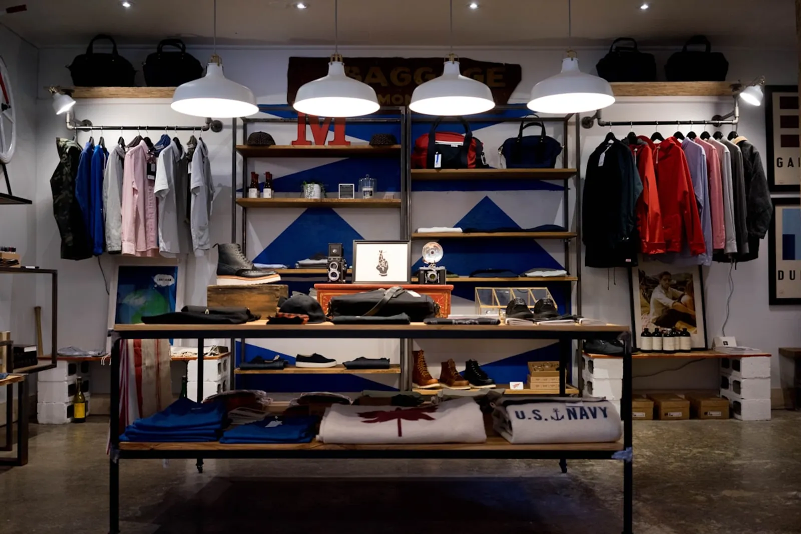 Interior of a retail shopping centre with multiple storefronts