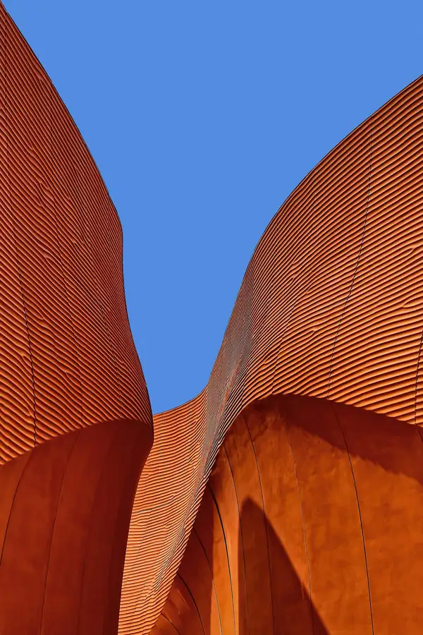 Modern commercial building facade with architectural detail