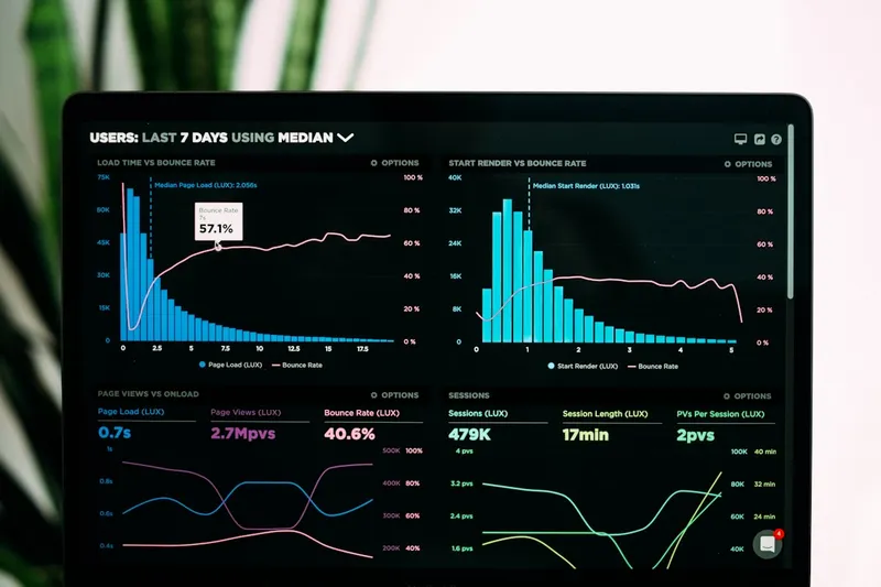 Data analytics dashboard representing forensic investigation analysis