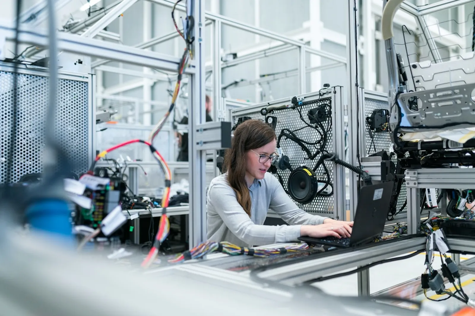 Factory production line with heavy machinery and manufacturing equipment