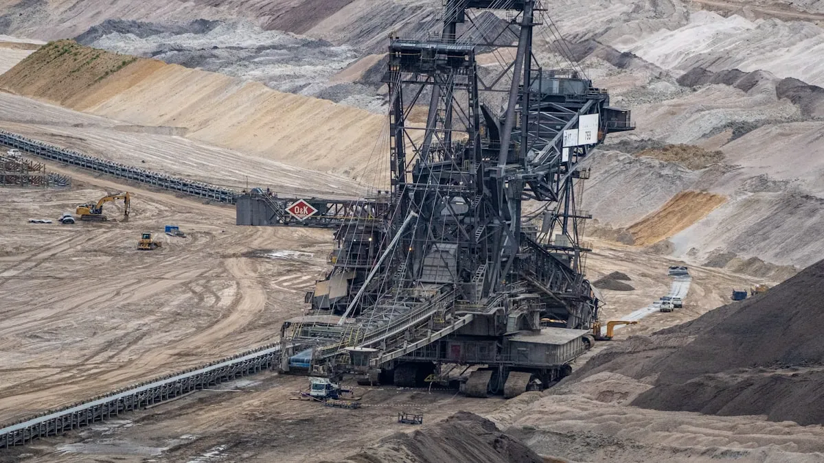 Large mining equipment at quarry site