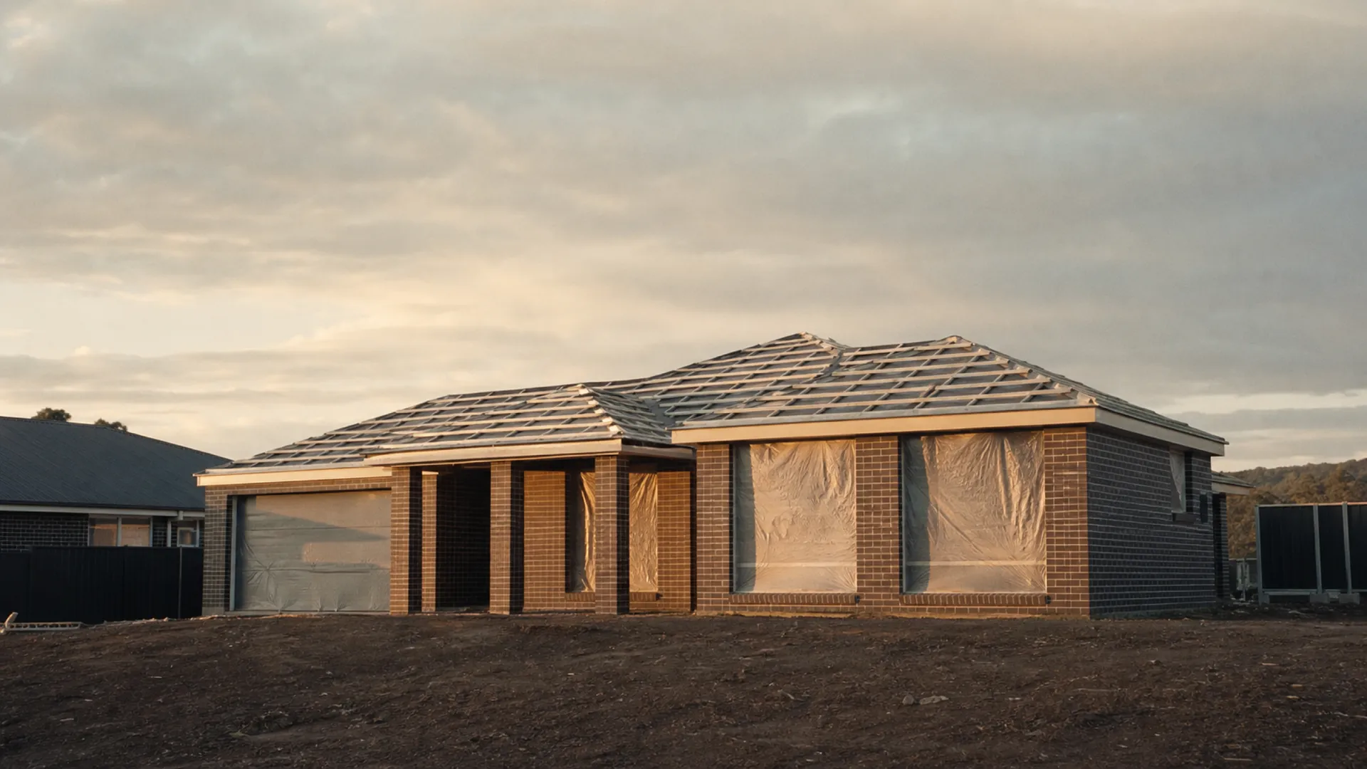 Brick-veneer home at lock-up stage - residential contract works insurance