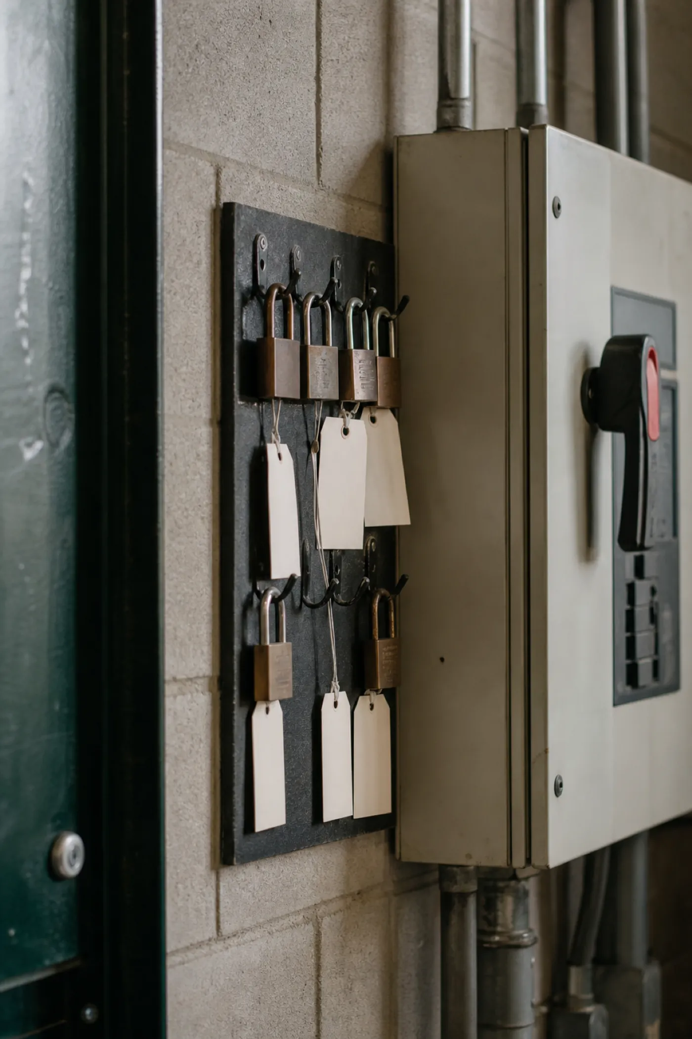Lockout-tagout padlocks at an isolation point - safety engineer professional indemnity