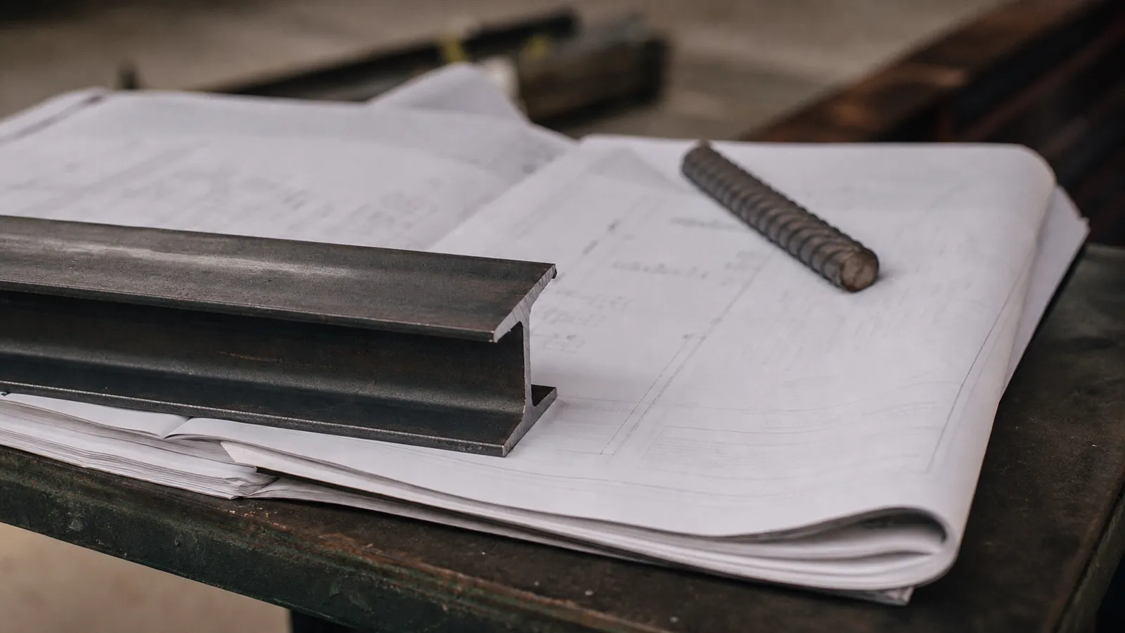 Structural drawings with steel samples - PI cover for structural engineers
