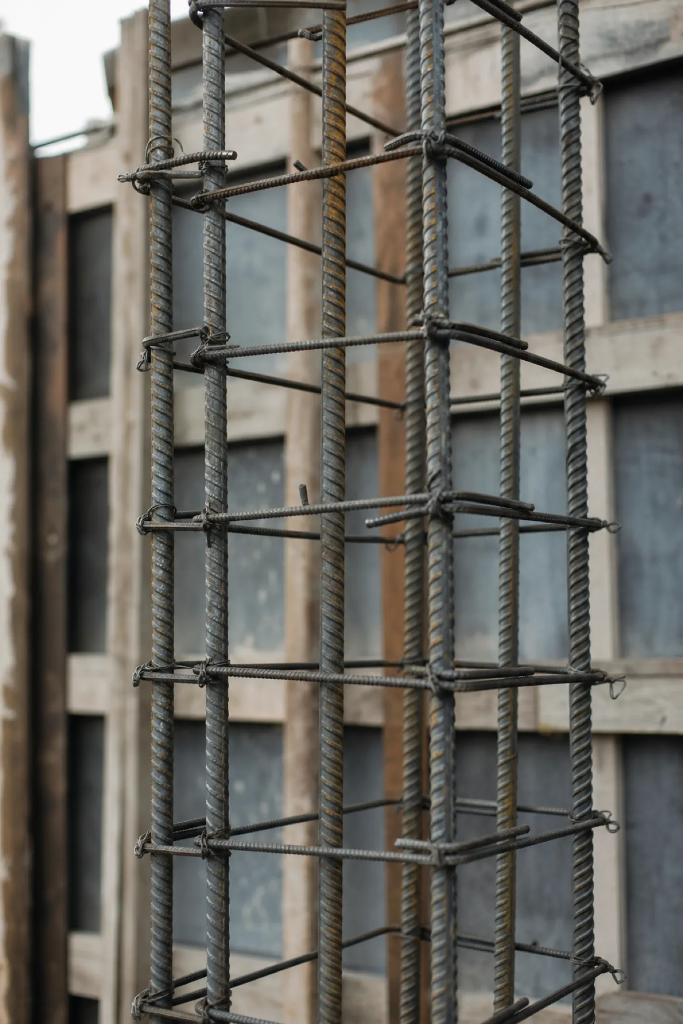 Tied rebar column cage before pour - structural engineer professional indemnity