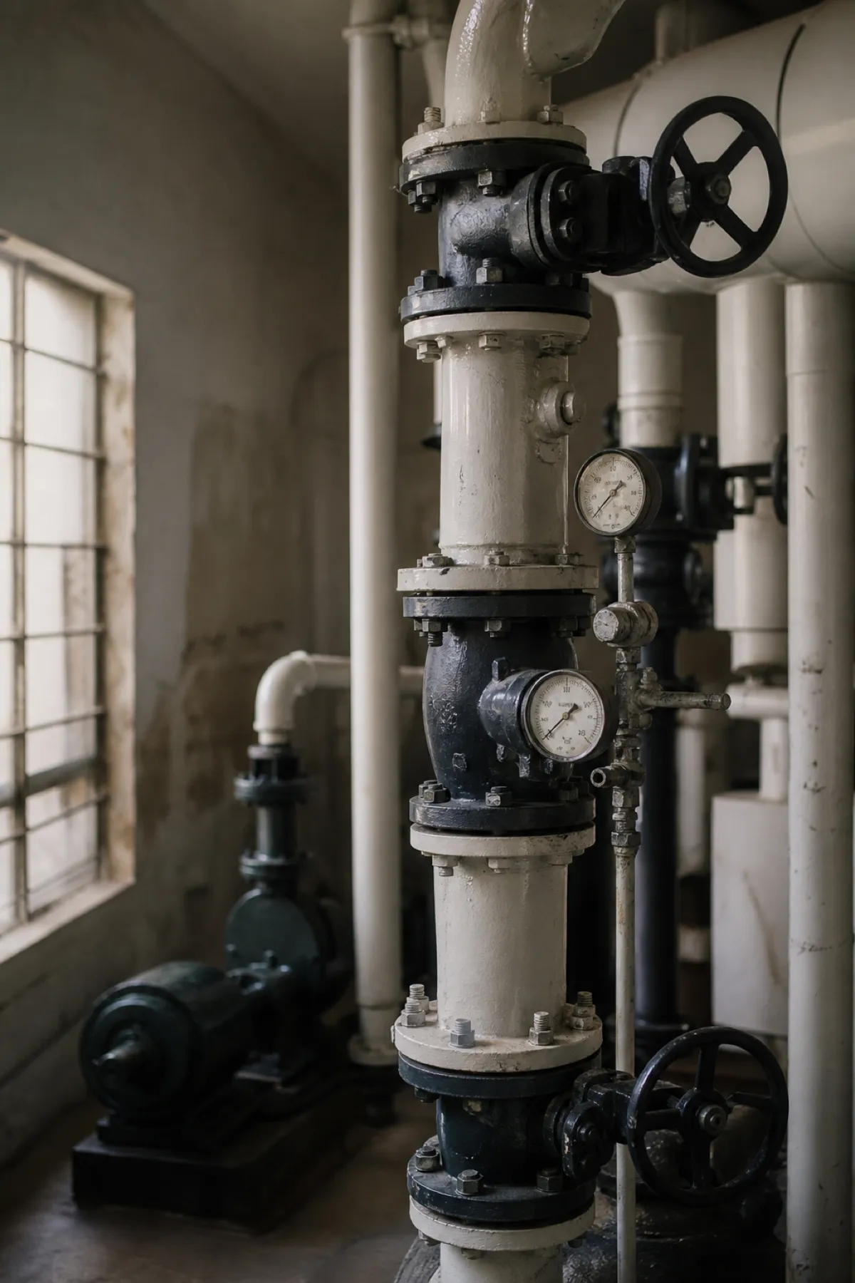 Pump station pipework and valves - water engineer professional indemnity